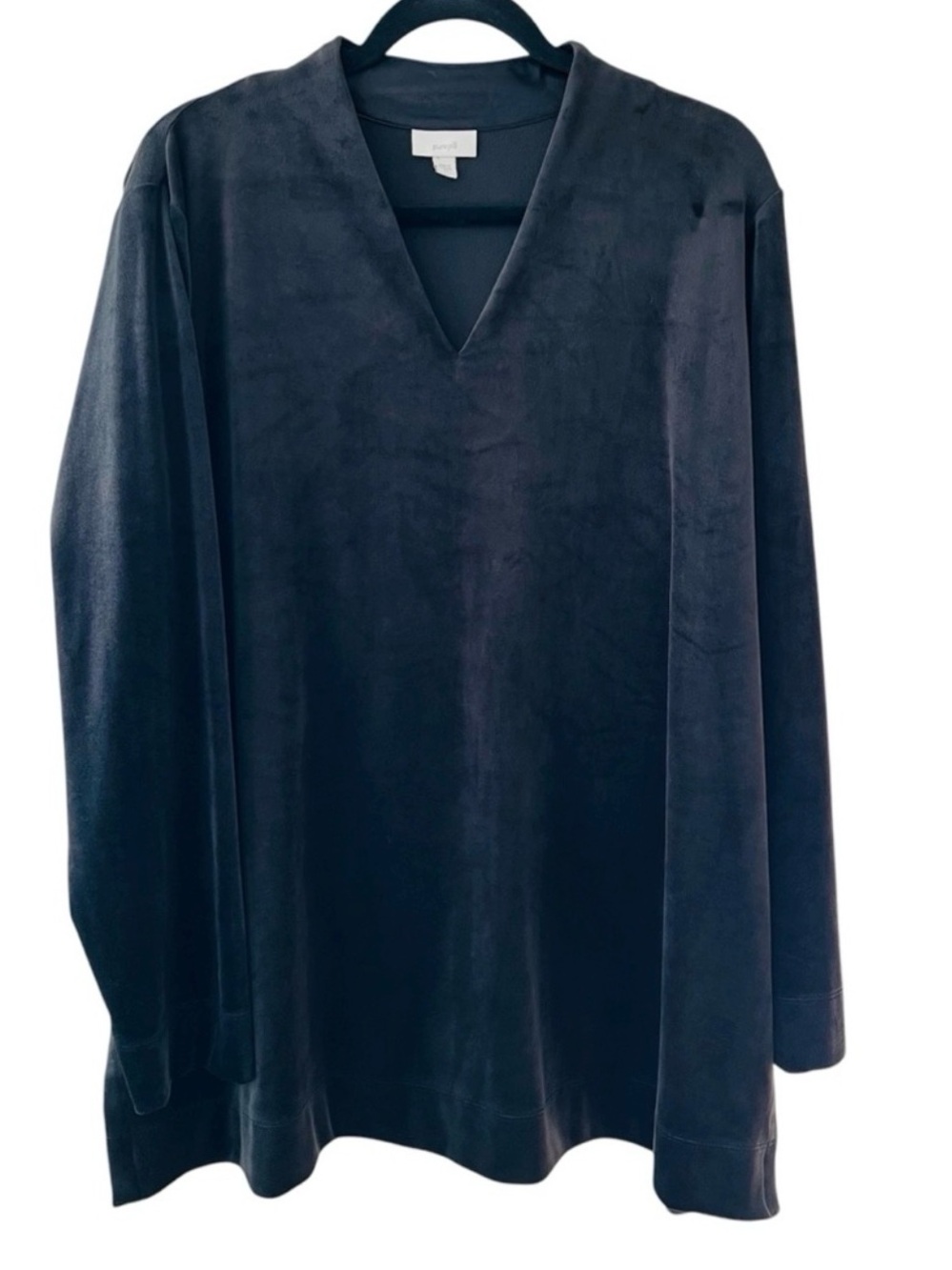 J.Jill Pure Jill V-Neck Velour Velvet Pullover Long Sleeve Tunic Top Size XL